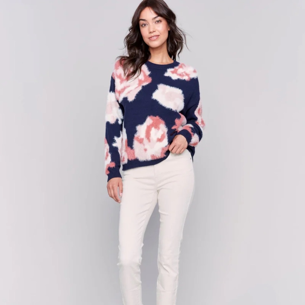 CHARLIE B NWT Plush Flora Sweater in Navy